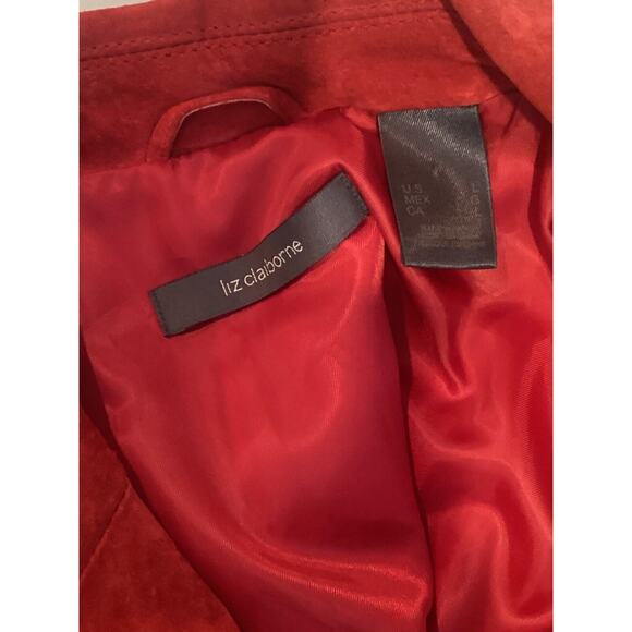 Liz Claiborne Brick Red Suede Blazer Jacket Womens Size L Flawed - Picture 6 of 9